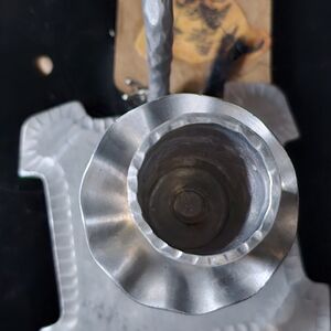 Vintage Silver Metal Candle Holder - Scalloped Rim